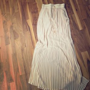 Cream pleated maxi skirt